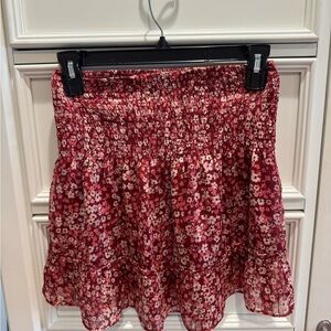 Aqua Red Floral Mini Skirt